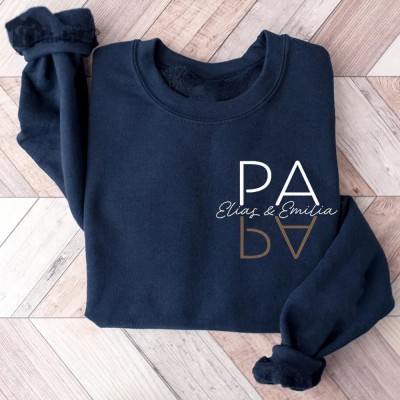 Personalisiertes Papa Besticktes T-Shirt Sweatshirt Hoodie Perfektes Geschenk für Papa Vatertag Geschenkideen