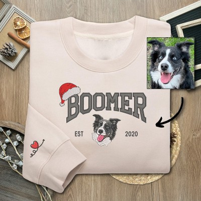 Benutzerdefiniertes, weihnachtlich besticktes Hunde-Sweatshirt mit Hundegesicht darauf, Geschenke für Hundebesitzer, Weihnachtsgeschenk