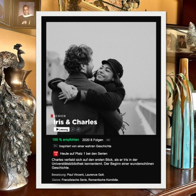 Personalisiertes Paar Foto Netflix Filmposter, Personalisiertes Filmposter Geschenk für Freund, Wanddekoration, Schlafzimmer Wandkunst Dekor, Valentinstag Geschenk