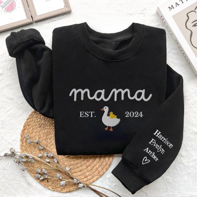 Personalisiertes Sweatshirt mit Namen zum Besticken für Mama, einzigartiges Geburtstagsgeschenk für Mama, beste Familienstickerei-Geschenke für neue Mama, Babyparty-Geschenk, Muttertagsgeschenkidee