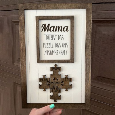 Personalisiertes Holzpuzzle mit Namensstücken, Schild für Mama, einzigartiges Familiengeschenk für frischgebackene Mama, Oma, Muttertagsgeschenkideen