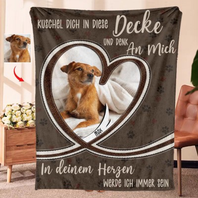 Personalisierte Hundefotodecke mit Namen – Erinnerungsgeschenk für Hundeliebhaber – Weihnachtsgeschenk
