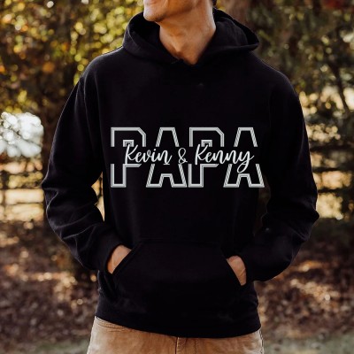 Benutzerdefinierte Papa Muster mit Kinder Namen bestickt Hoodie Sweatshirt T-shirt Vatertag Geschenk-Ideen