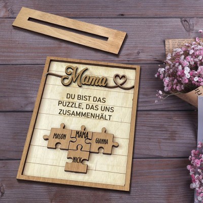 Personalisiertes Namensschild aus Holzpuzzleteilen, einzigartige Geschenkideen zum Muttertag, Familiengeschenke für Mama, Oma