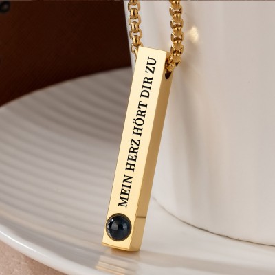 Personalisierte Fotoprojektion Herren-Bar-Halskette mit eingraviertem Namen, einzigartiges Paar-Geschenk für Freund, Geburtstagsgeschenk für ihn