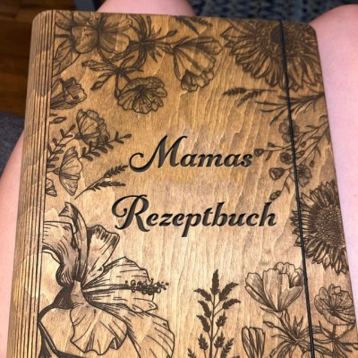Personalisierbares Rezeptbuch für Oma – Leerer Holzkochbuch-Ordner – Weihnachtsgeschenke für Mama und Oma