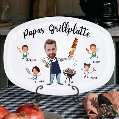 Personalisierte Grillplatte mit Gesicht, Papas Grillplatte, personalisierte Grillplatte mit Gesicht für Kinder zum Grillen, Geschenk für Papa von Kindern, einzigartiges Vatertagsgeschenk