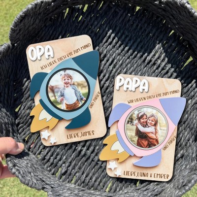 Personalisierter Kühlschrank-Fotomagnet mit Weltraummotiv, personalisierter Fotomagnet für Papa, Kühlschrankmagnet, Fotomagnet für Opa, Bildmagnet, einzigartiger Fotorahmen, Magnetgeschenk