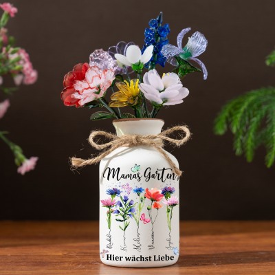 Personalisierte Geburtsmonatsblume aus Glas, einzigartige Geschenke für Mama, Oma, Geschenkideen zum Muttertag