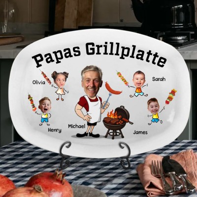 Personalisierte Grillplatte mit Foto für Papa, Papa-Platte, Geschenk für Papa von Kindern, personalisierte Grillplatte für Papa mit Kindernamen, Vatertagsgeschenke
