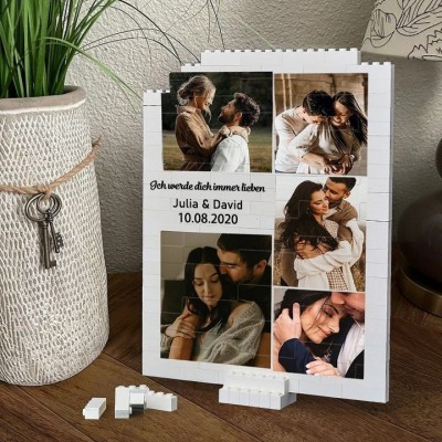Personalisiertes Puzzle aus Bausteinen, Fotoblock, Geschenke für Paare, Jahrestagsgeschenke für die Ehefrau, Valentinstagsgeschenk