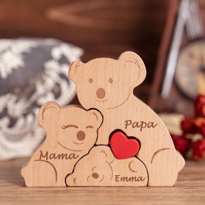 Individuell gestaltetes Koala-Familienpuzzle aus Holz, Koala-Familien-Puzzle als Dekoration, Geschenk für Koala-Babys, Geburtstagsgeschenk für die Ehefrau, Muttertagsgeschenk für die Tochter