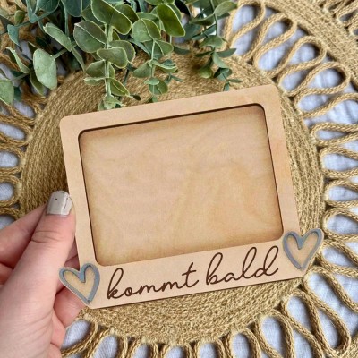 Personalisierter Kühlschrankmagnet aus Holz, personalisiertes Geschenk zur Schwangerschaftsanzeige, einzigartiges Ultraschall-Fotorahmenschild für neue Mama