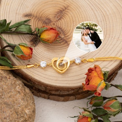 Personalisiertes Fotoprojektionsarmband aus Sterlingsilber, Valentinstagsgeschenk für die Ehefrau