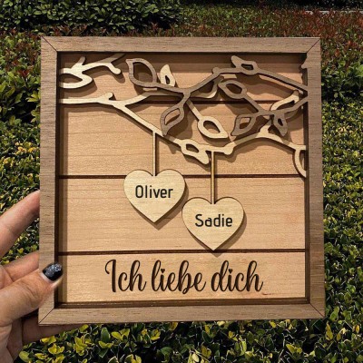 Personalisiertes Paarschild aus Holz mit Gravur des Namens, Jahrestagsgeschenk für Sie, einzigartiges Paargeschenk für Seelenverwandte