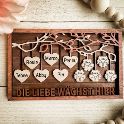 Personalisiertes Stammbaumschild „Baum des Lebens“ aus Holz mit Kindernamen, einzigartiges Familiengeschenk für Mutter, Oma, perfekte Geschenkideen zum Muttertag