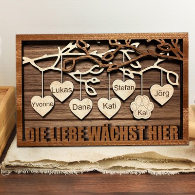 Benutzerdefiniertes Stammbaumschild „Baum des Lebens“ aus Holz mit Gravur des Namens des Kindes, perfektes Muttertagsgeschenk, einzigartiges Geschenk für Mama und Oma