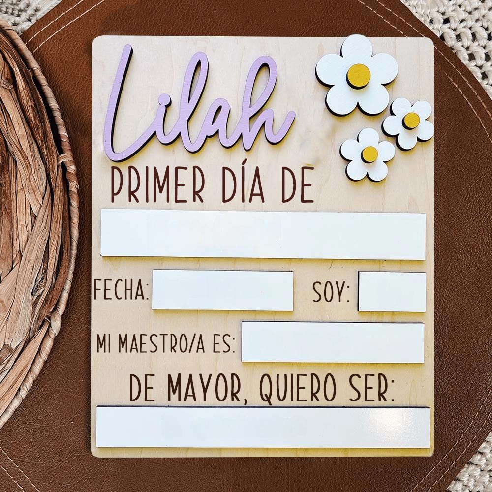 Letrero personalizado de margaritas para el primer día de clases, tablero de regreso a clases para niñas, ideas de regalo para niños, letrero único de regreso a clases