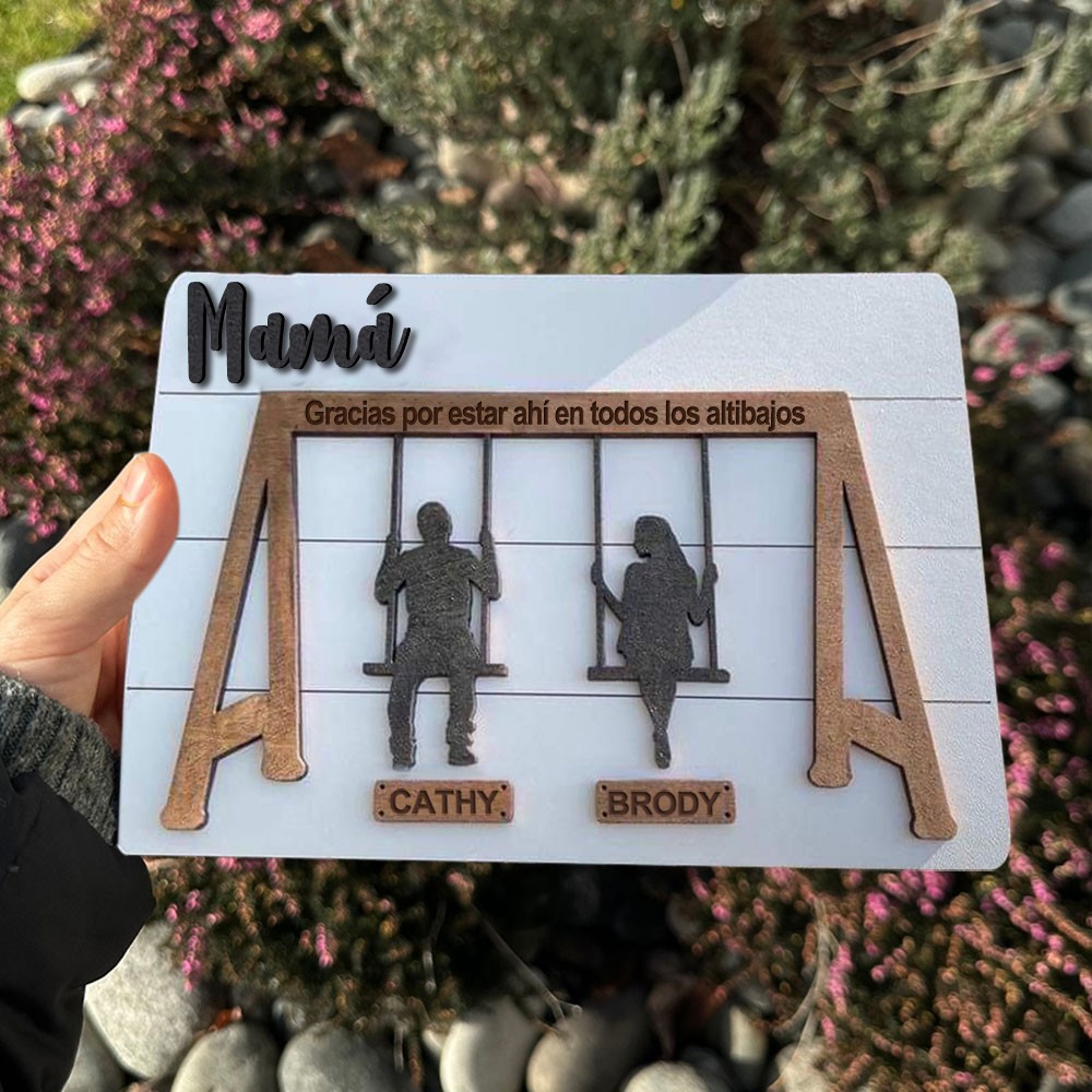 Juego de columpios personalizado para mamá, letrero de madera con nombres de niños, regalos de recuerdo para mamá, abuela, ideas únicas de regalos para el día de la madre