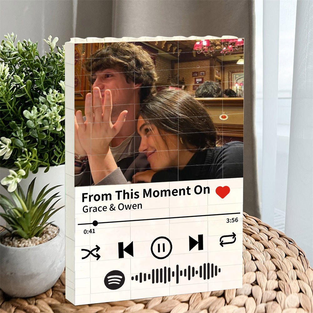 Rompecabezas de Bloques de Construcción con Código Spotify Personalizado y Foto para Parejas, Ideas de Regalo de Aniversario, Regalos de San Valentín para Ella y para Él.