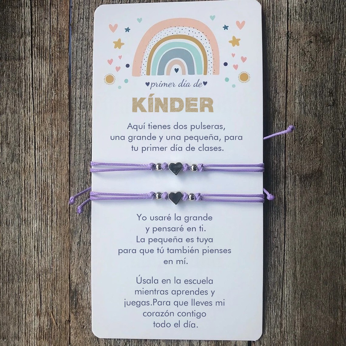 Pulseras a juego para mamá y yo: Primer día de jardín de infantes. Pulsera de regreso a clases para niños.