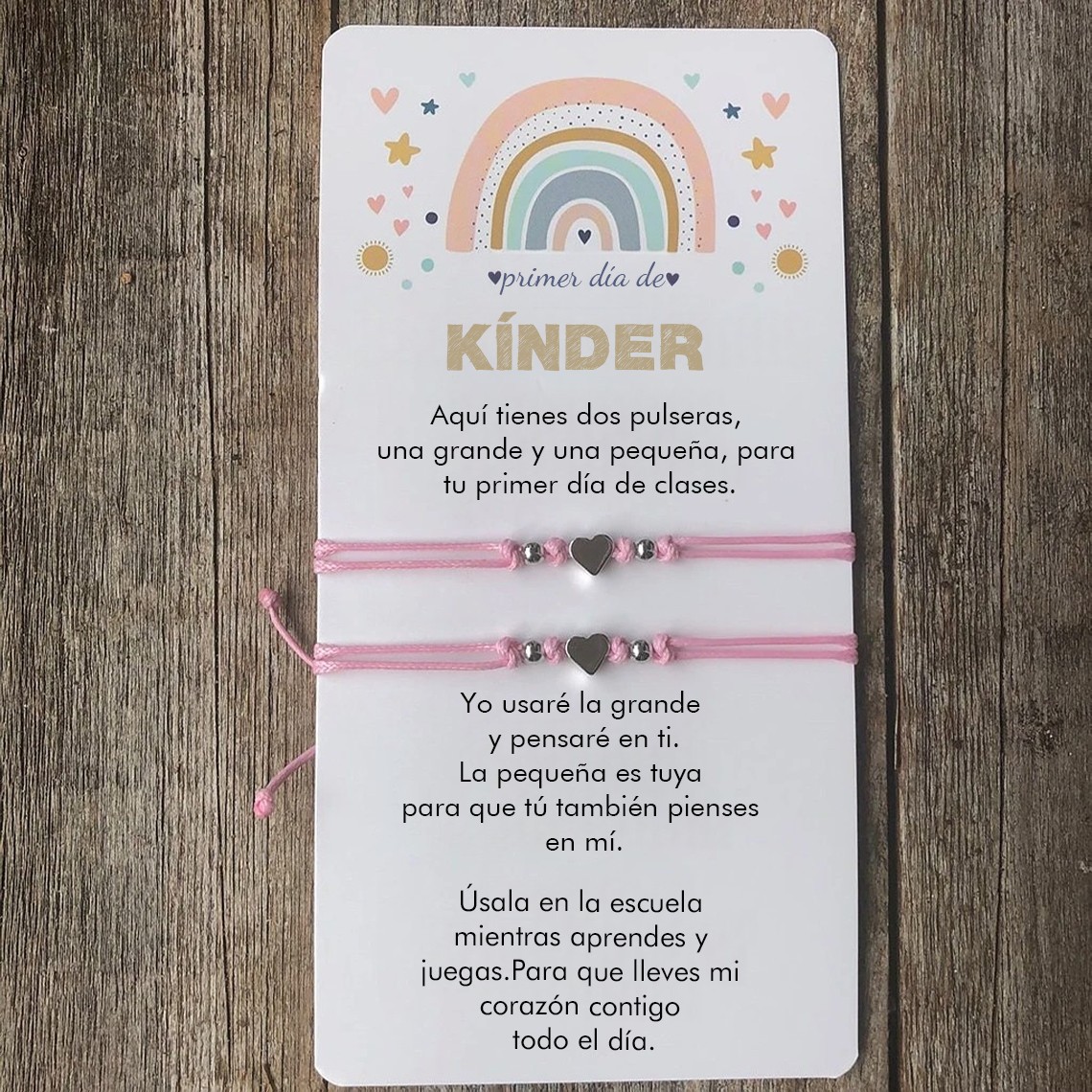 Pulseras a juego para mamá y yo: Primer día de jardín de infantes. Pulsera de regreso a clases para niños.