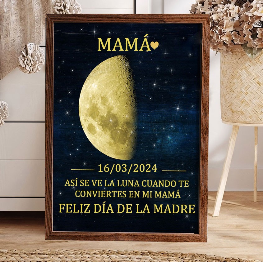 Letrero personalizado con marco de madera de fase lunar de mamá con fecha Regalos únicos para mamá Ideas de regalos para el día de la madre