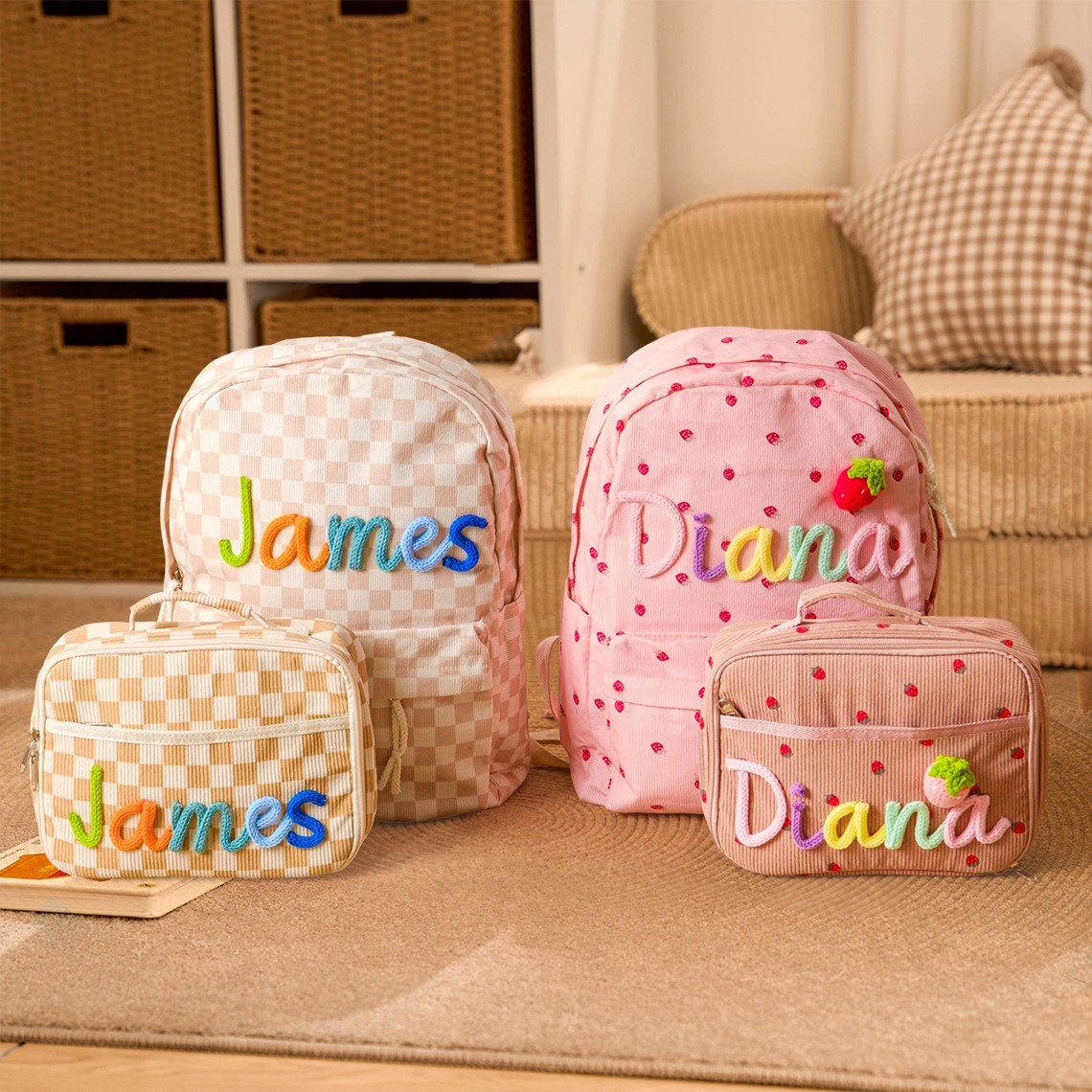 Conjunto personalizado de mochila y bolsa de almuerzo para niños, regalo de regreso a clases para niños, regalos únicos para niñas y niños.