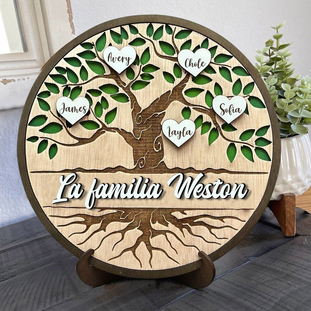 Árbol genealógico de madera personalizado, signo del árbol de la vida, regalo para mamá, regalo familiar para la abuela