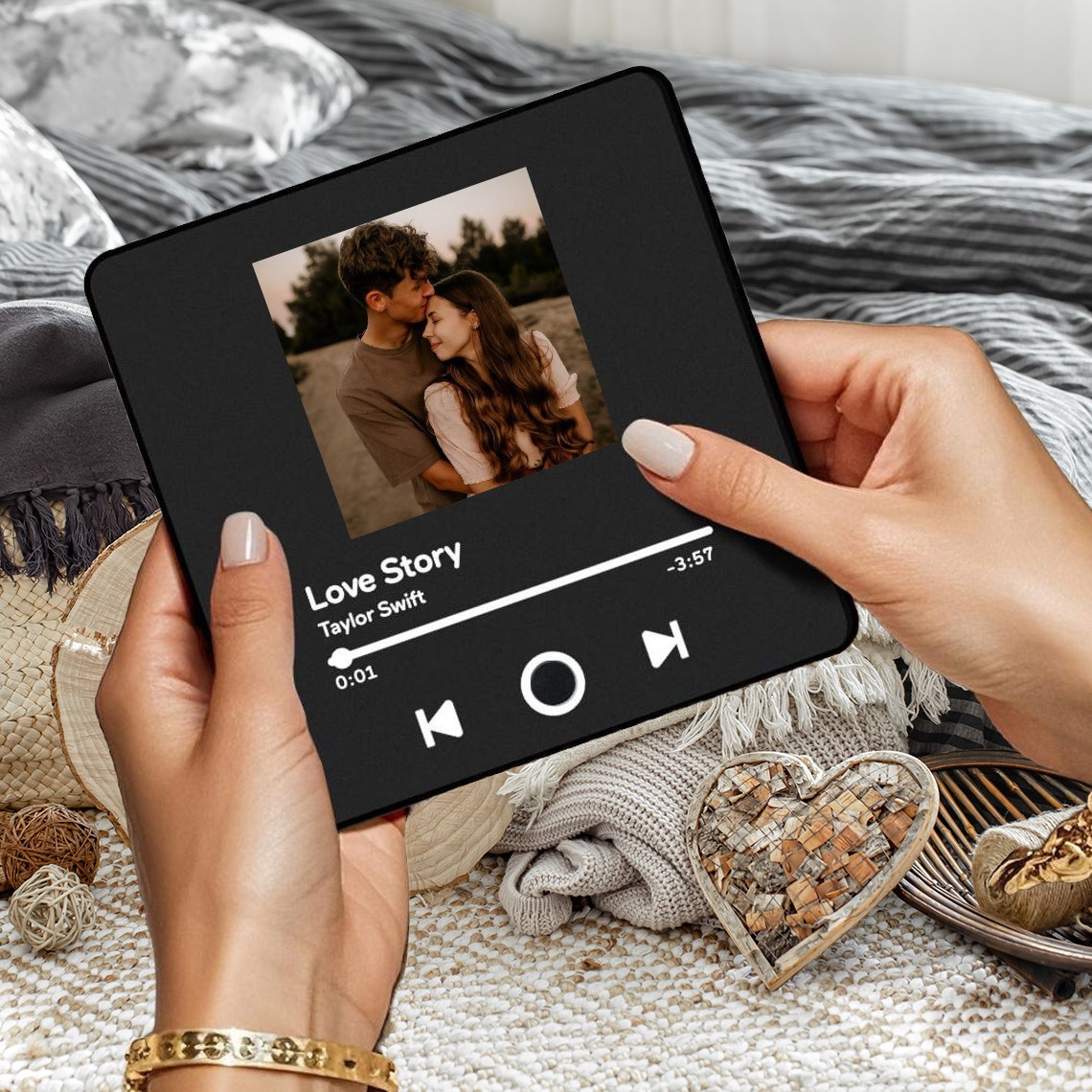 Álbum de fotos y música de Spotify personalizado, imán para nevera, regalo de aniversario para parejas, regalos de Navidad.