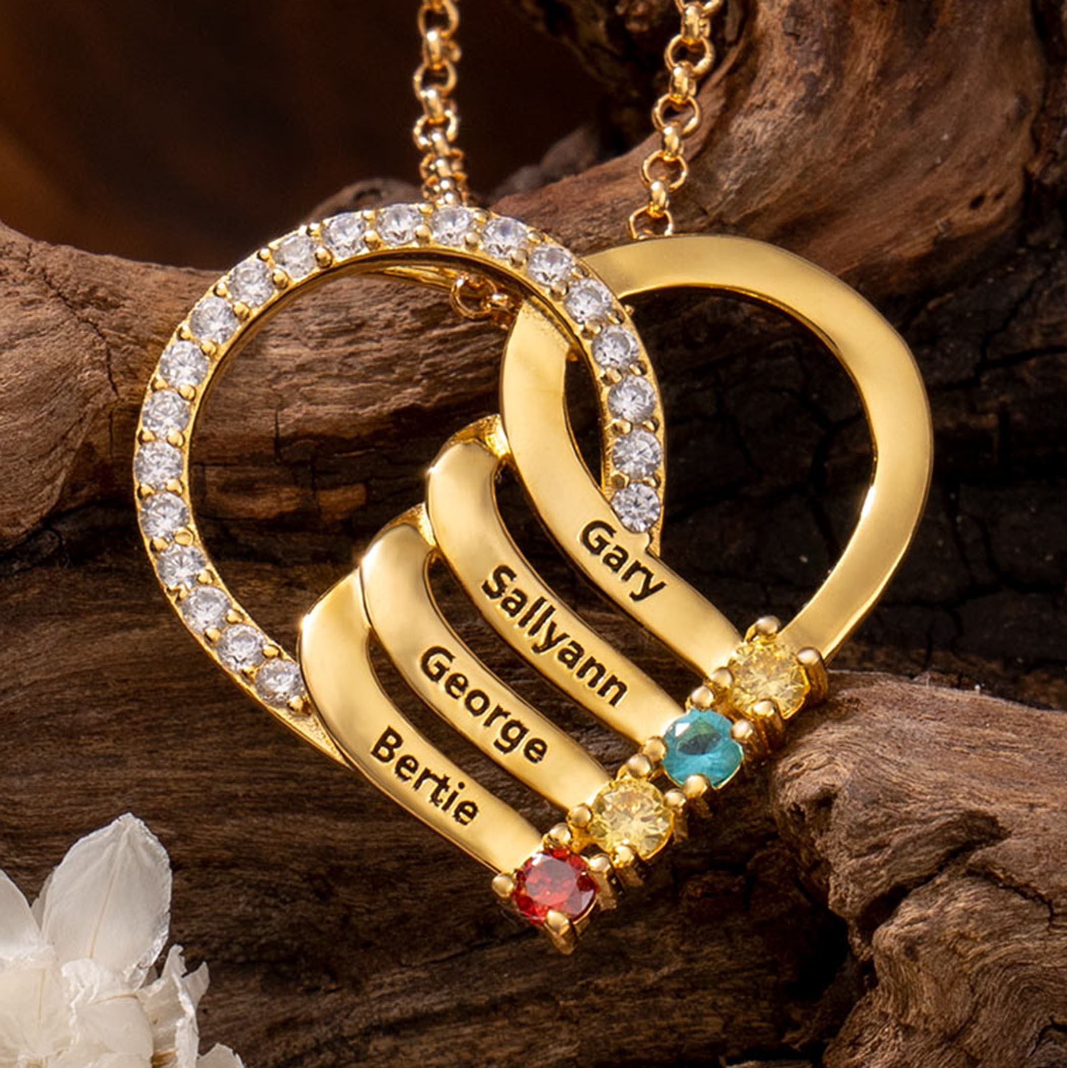 Collar personalizado con piedras de nacimiento y nombres. Regalo para mamá primeriza. Regalo único para mamá. Ideas de regalo para el Día de la Madre.