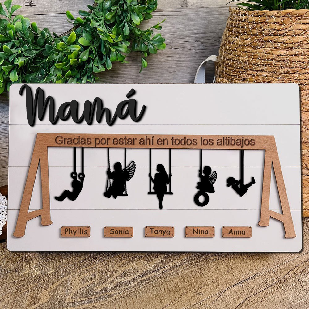 Letrero personalizado de madera para columpios para mamá con nombres de niños, regalos familiares únicos para mamá, abuela, ideas especiales para regalos del Día de la Madre