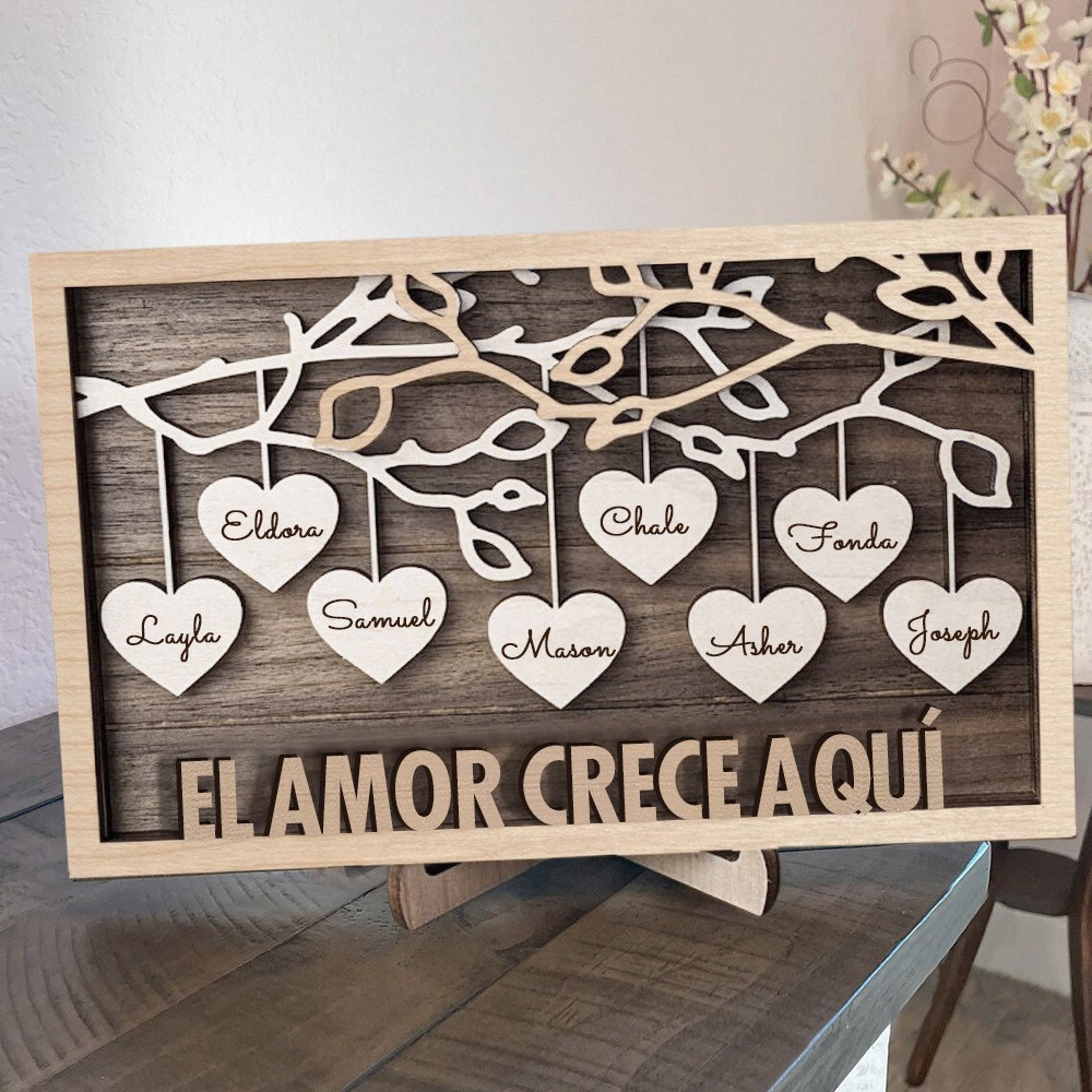 Placa personalizada de madera con árbol genealógico de la vida, regalo único para mamá, abuela, regalos del Día de la Madre