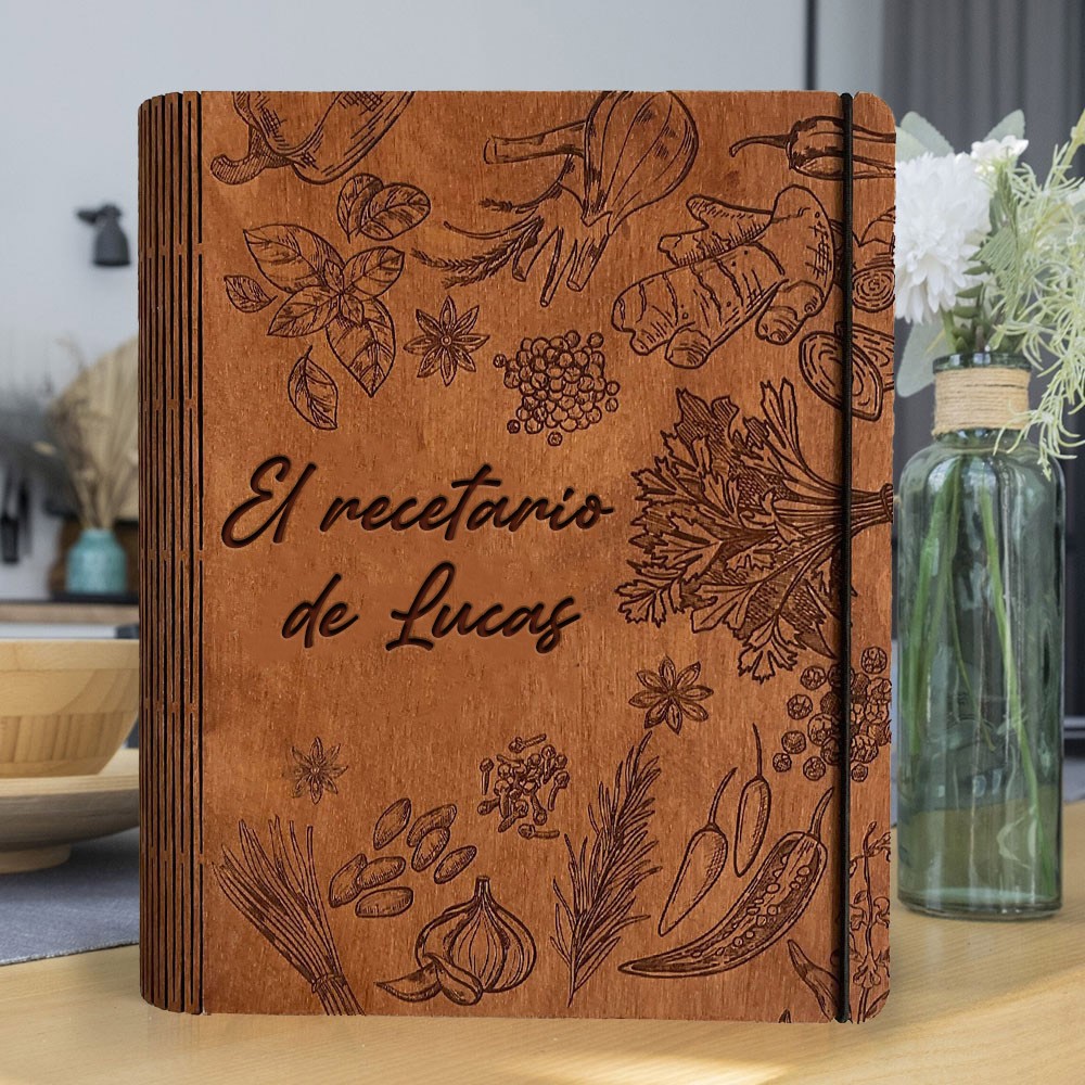 Libro de recetas de madera personalizado Carpeta en blanco Diario grabado personalizado para mamá Ideas de regalos para el día de la madre