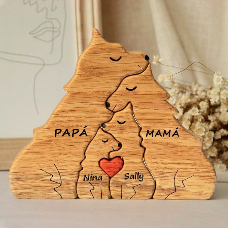 Rompecabezas de madera personalizados con nombres de bebés y familias de lobos, regalos únicos para mamá, abuela, día de la madre, ideas de regalos para el embarazo de mamá