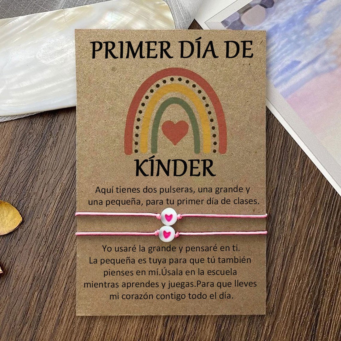 Pulseras a juego para mamá y yo: Primer día de jardín de infantes. Pulsera de regreso a clases para niños.