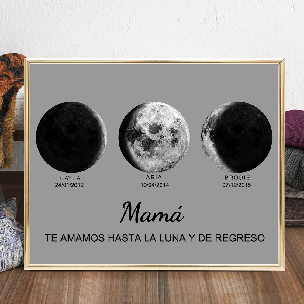 Regalo personalizado con marco con impresión de fase lunar para mamá Ideas de regalos para el día de la madre