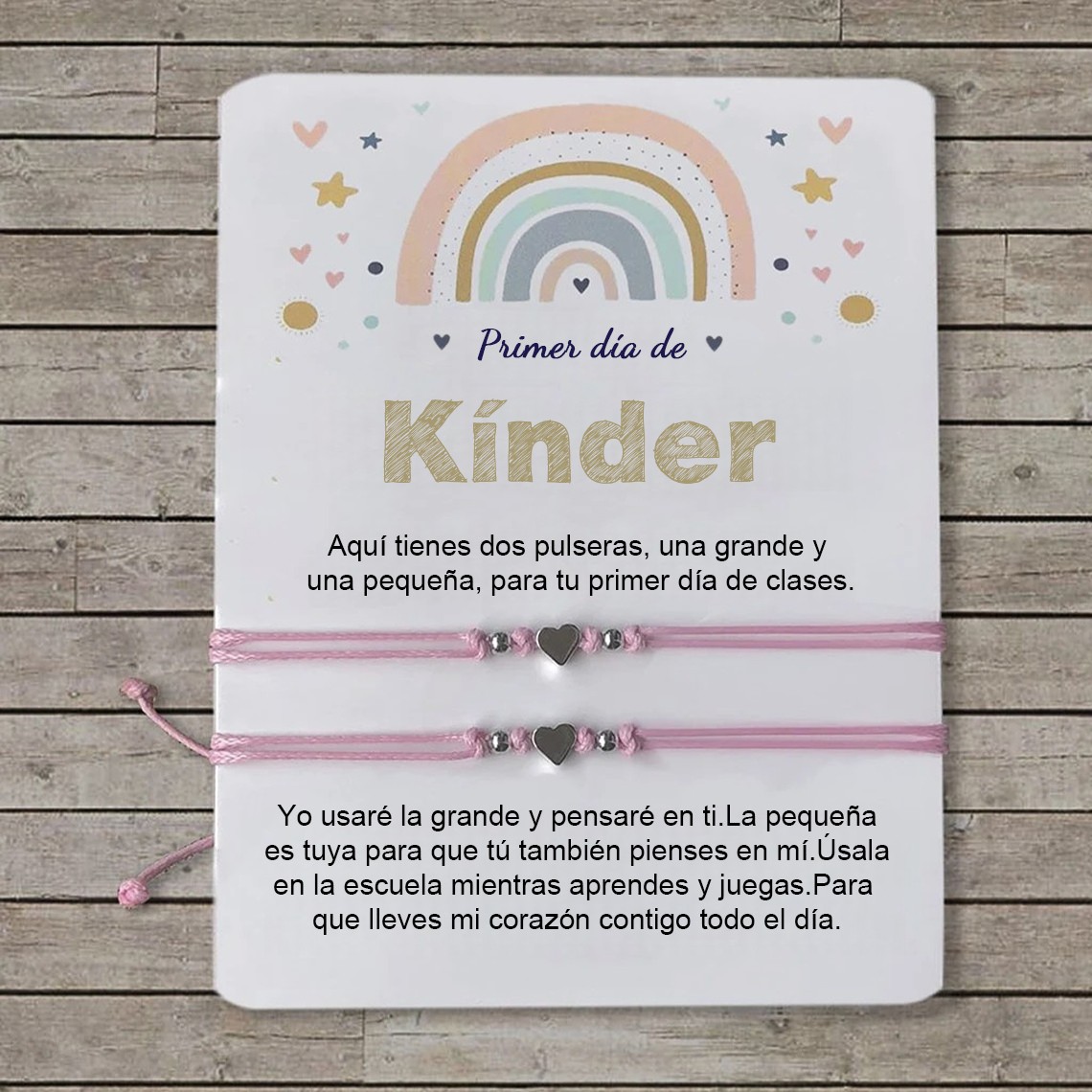 Pulseras a juego para mamá y yo: Primer día de jardín de infantes. Pulsera de regreso a clases para niños.