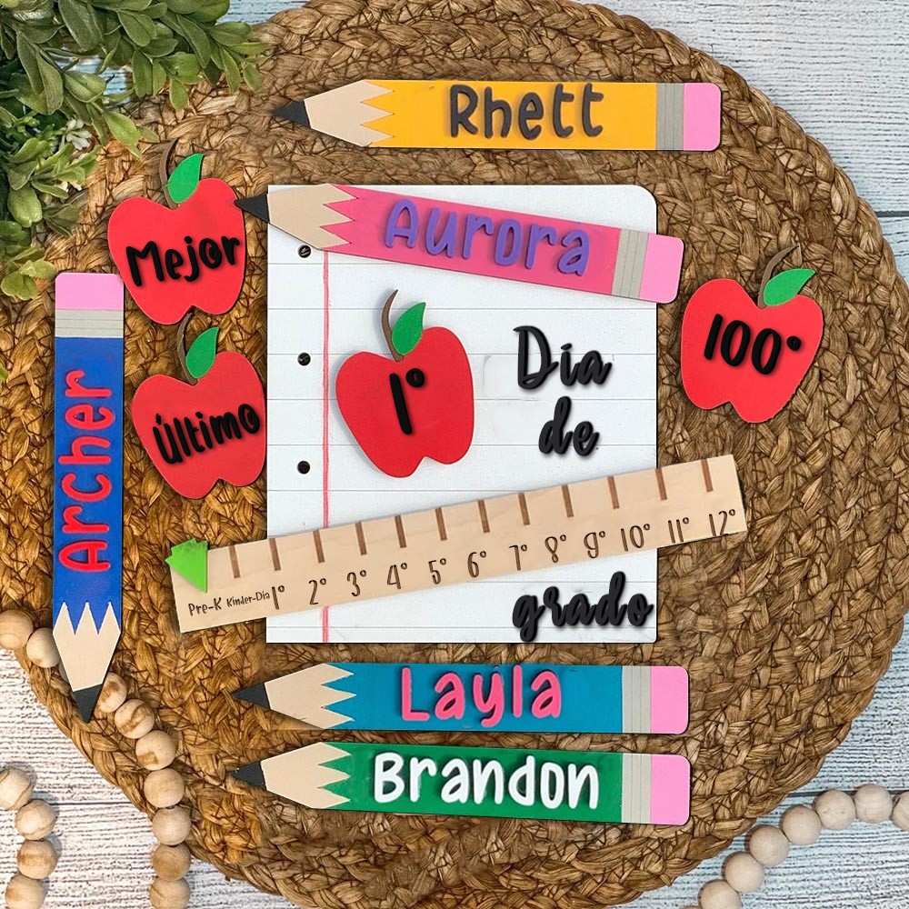 Letrero personalizado para el primer/centésimo/último día, letrero intercambiable para el regreso a clases, accesorio fotográfico único, regalos para niños, regalo para el primer día de clases para alumnos.