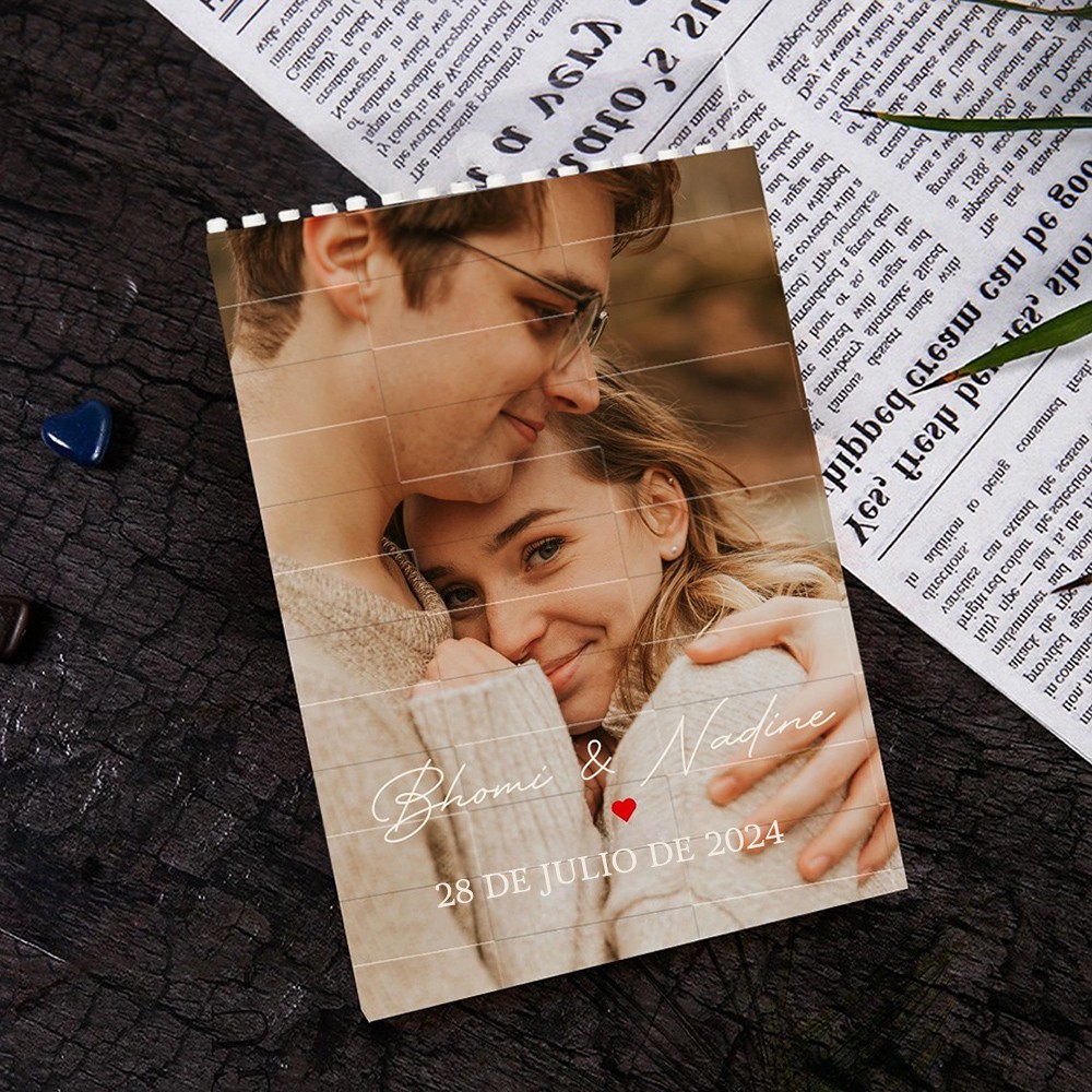 Rompecabezas personalizado de ladrillos fotográficos, bloque de fotos personalizado, regalos de boda y aniversario para el esposo, regalo del Día de San Valentín para parejas.
