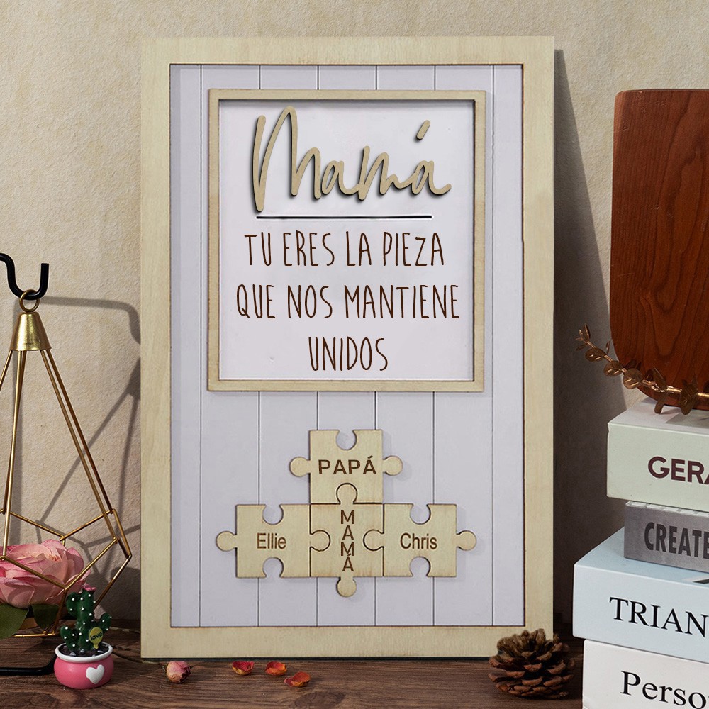 Mamá personalizada, Eres la pieza que nos mantiene juntos, Rompecabezas de nombres, Regalos del Día de la Madre, Placa única, Regalo para mamá y abuela