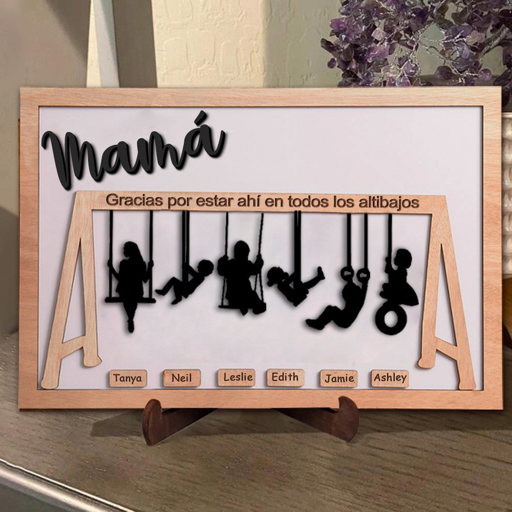 Juego de columpios personalizado para mamá, marco de madera, letrero familiar con nombres de niños, ideas de regalos para el día de la madre, regalos de recuerdo únicos para mamá y abuela