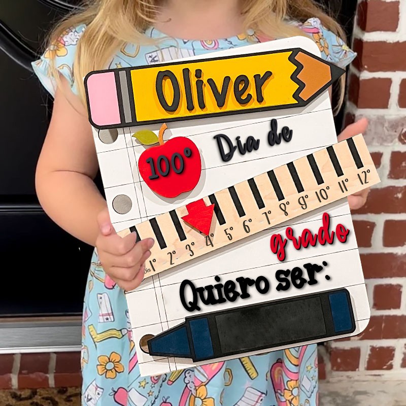 Letrero personalizado para primer, centésimo y último día con escritura a mano, pizarra en blanco, accesorio fotográfico intercambiable, regalos de regreso a clases para niños