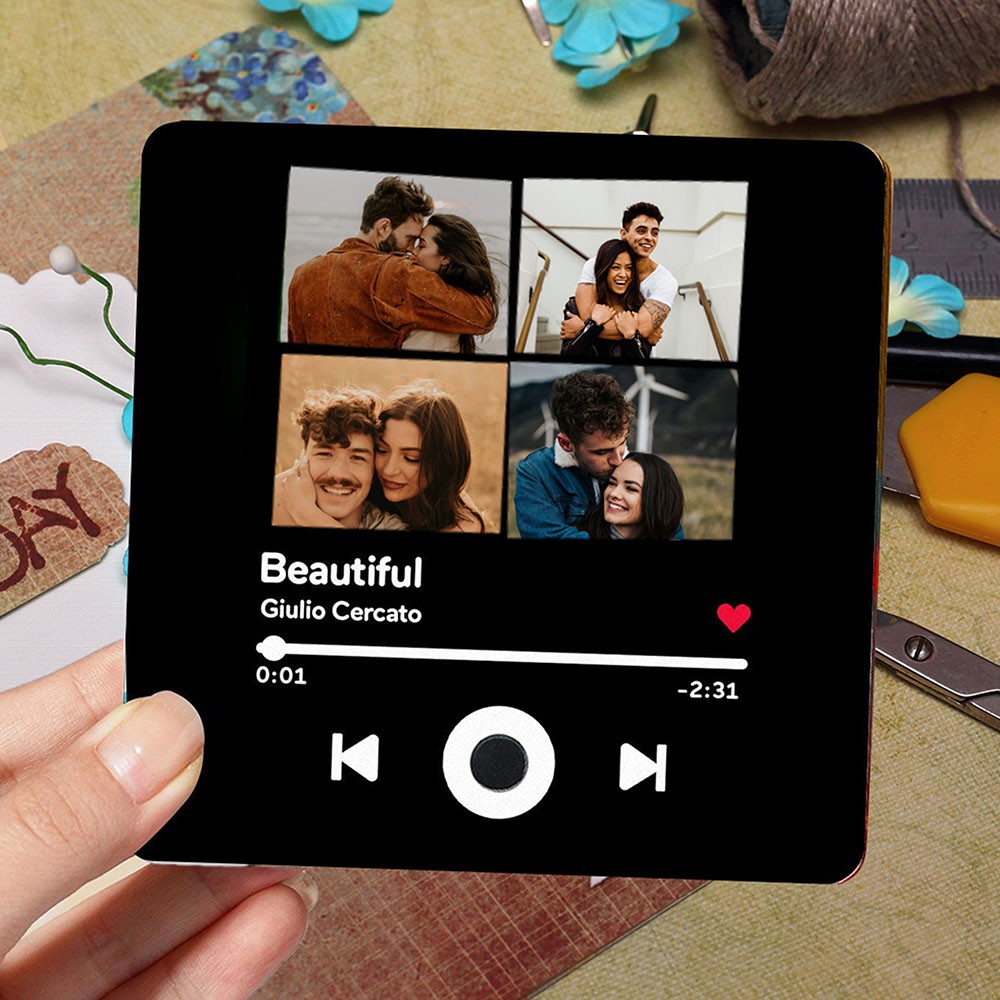 Álbum de fotos y música de Spotify personalizado, imán para nevera, regalo de aniversario para parejas, regalos de Navidad.