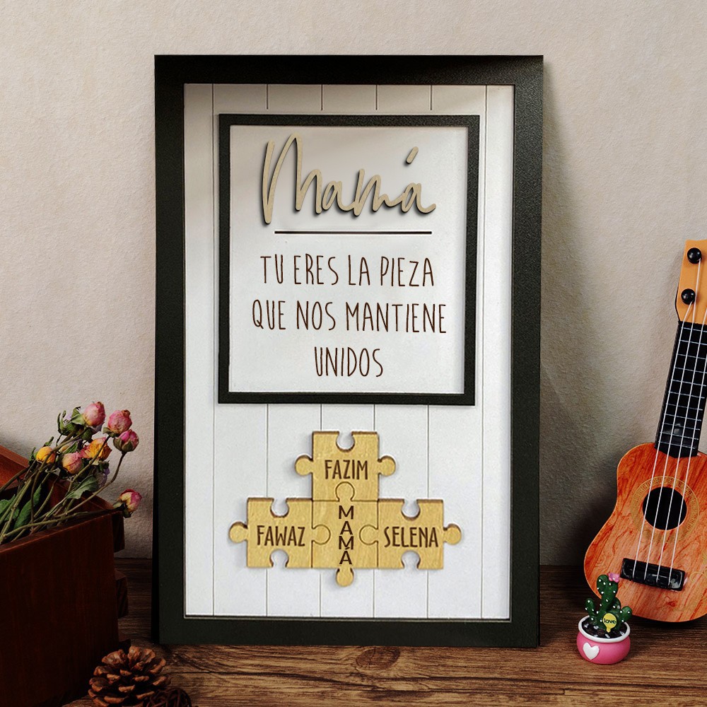 Letrero de madera personalizado con piezas de rompecabezas para la familia, regalo para mamá y abuela, ideas de regalos únicas para el día de la madre