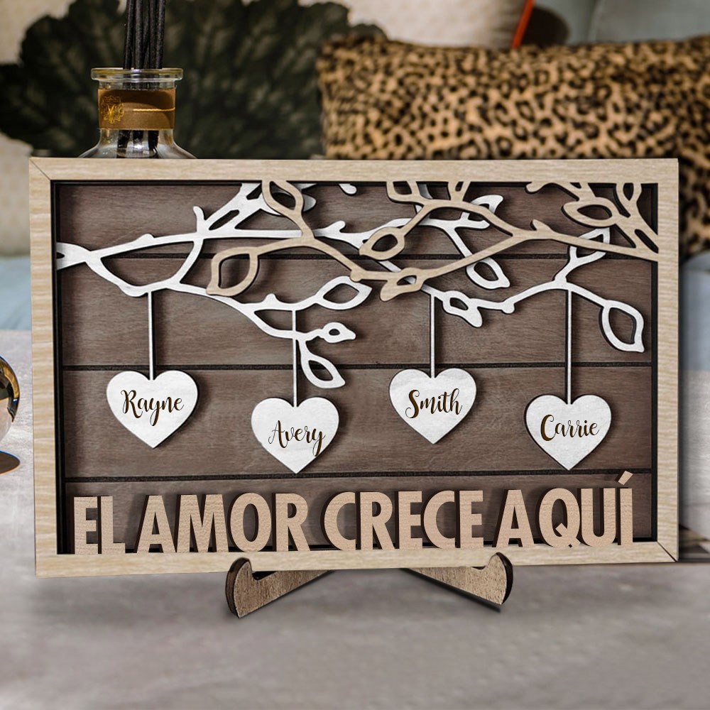 Letrero de árbol genealógico de madera personalizado con nombres, regalos para abuela, mamá, ideas de regalos para el día de la madre