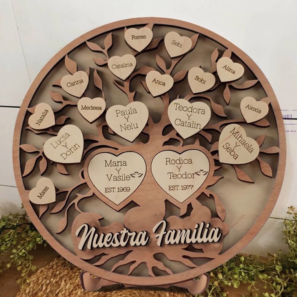 Placa de árbol genealógico de madera personalizada con nombres de niños, regalos familiares, ideas de regalos para el día de la madre