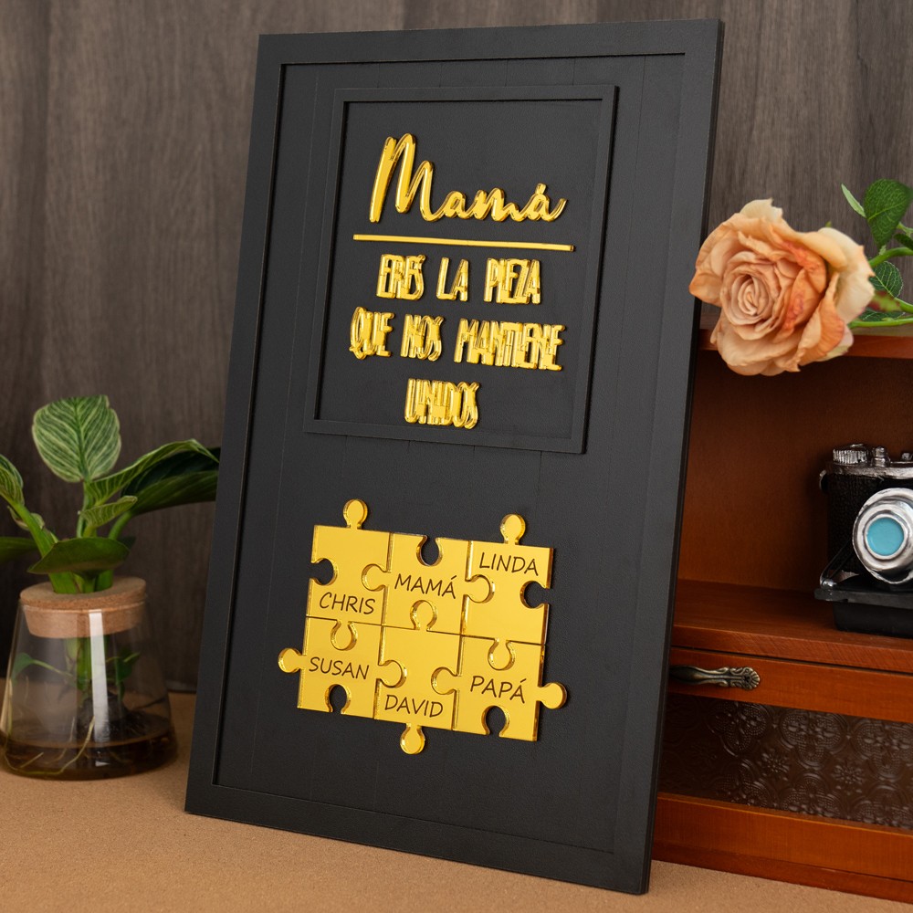 Letrero personalizado de piezas de rompecabezas de madera para mamá con nombres de niños, regalos de cumpleaños únicos para mamá, regalos para el Día de la Madre, regalo de embarazo para mamá