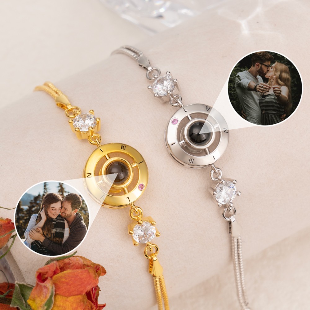 Pulsera de proyección de fotos personalizada con imagen dentro Ideas de regalos del día de San Valentín para novia Regalo único de aniversario de pareja para ella