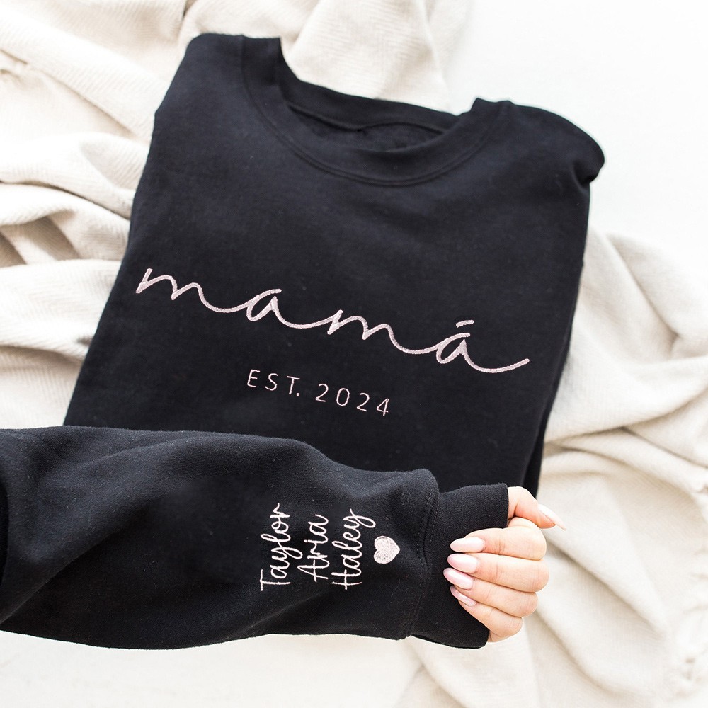 Sudadera con capucha bordada personalizada para mamá con ideas de regalo de fecha para mamá abuela